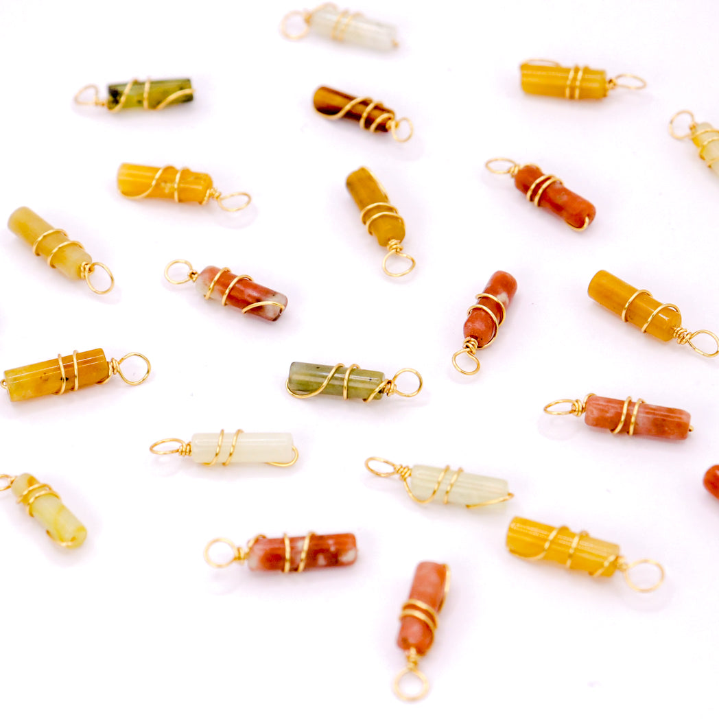 Pendentif | Mini piliers en Jade "Fleurs de prunier"